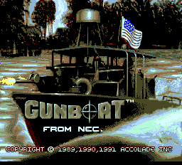Gunboat title screen for TurboGrafx-16